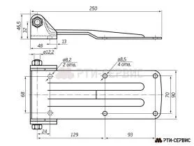 Петля заднего портала с широким основанием 250 мм (чёрный) - фото 3